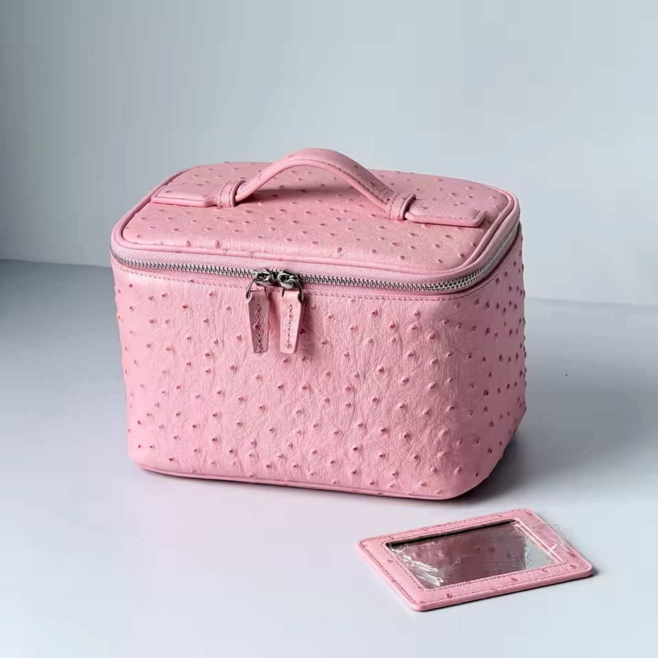 Pink ostrich Vanity Bag