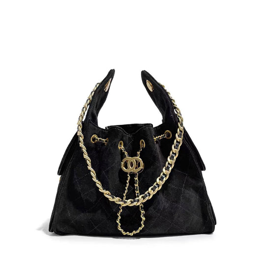 Black suede Camellia