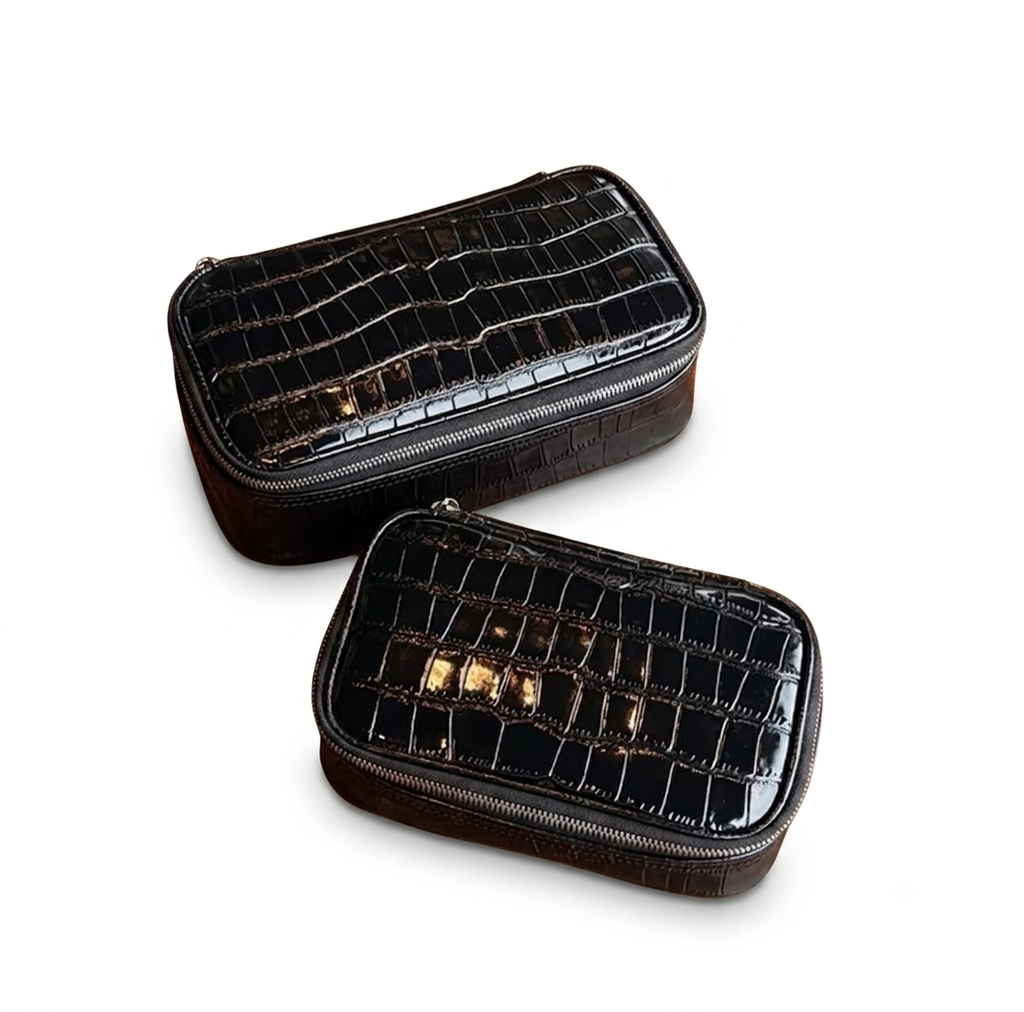 Black Pouch Croc Vanity