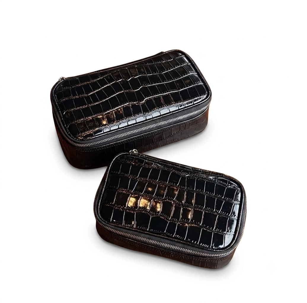 Black Pouch Croc Vanity