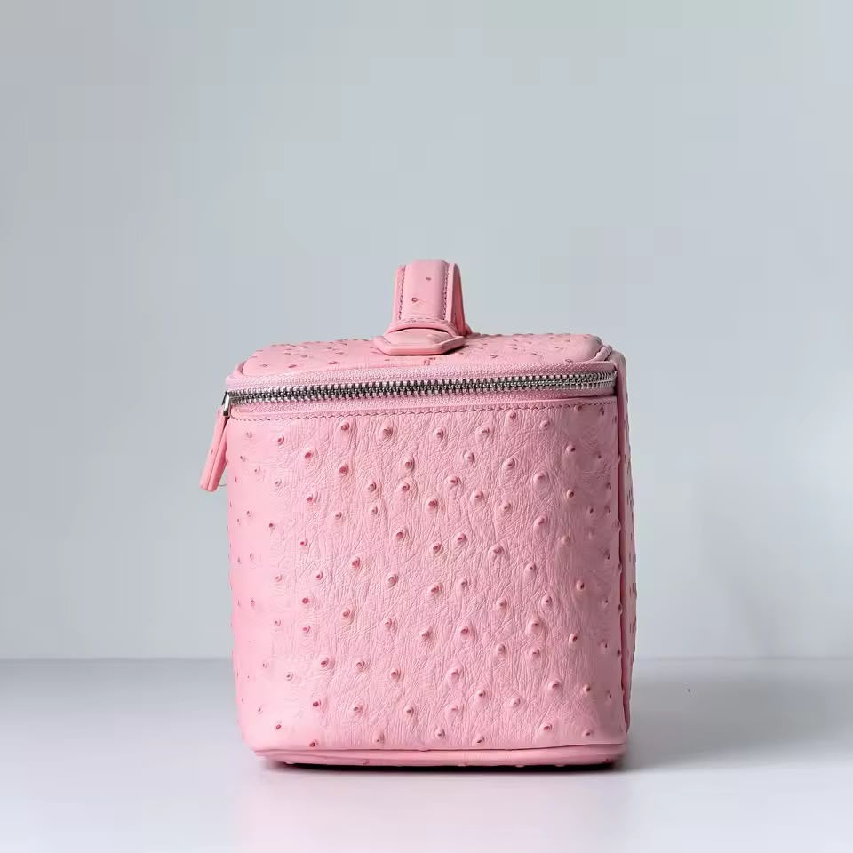 Pink ostrich Vanity Bag