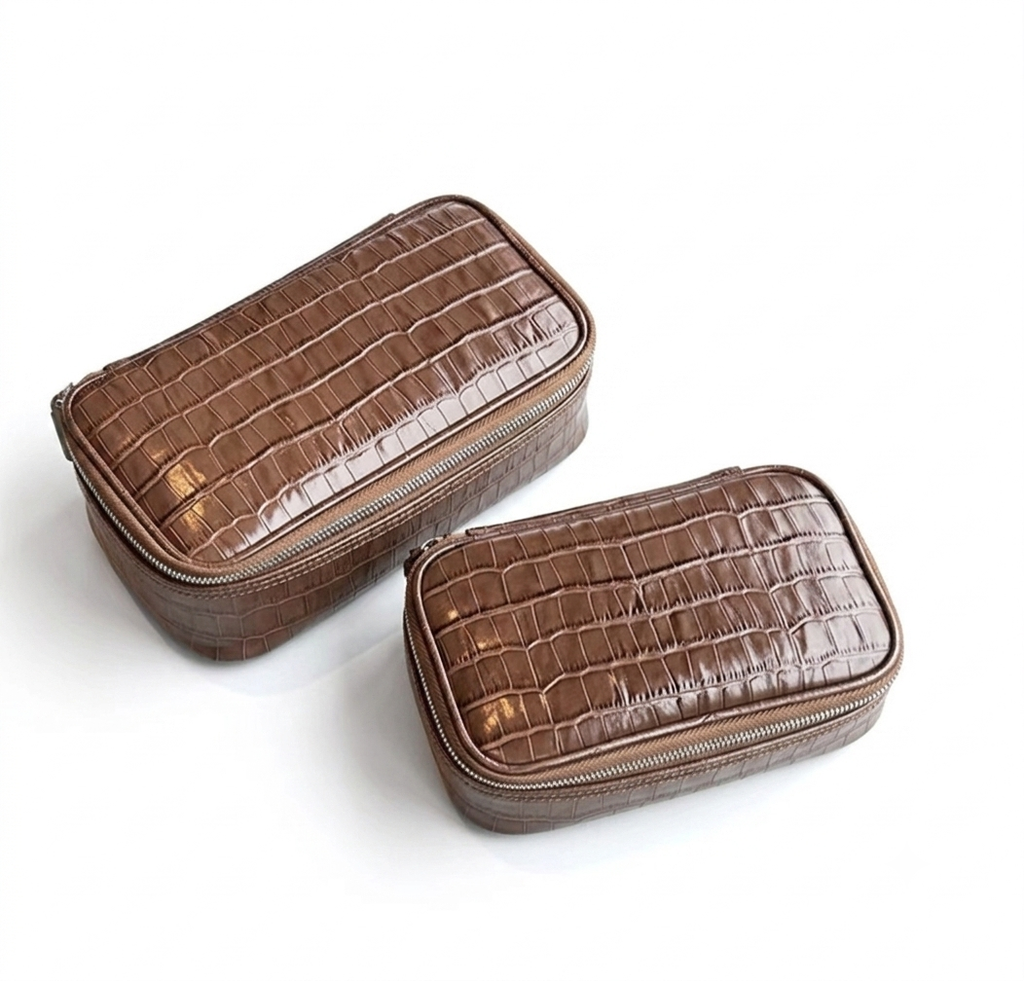 Brown Pouch Croc Vanity